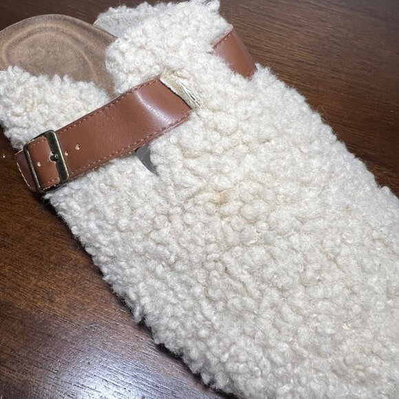 Sherpa Clogs Slippers Slides Close Toe Normcore Neutral Lounge Cozy Boho Size 11 - Picture 12 of 12
